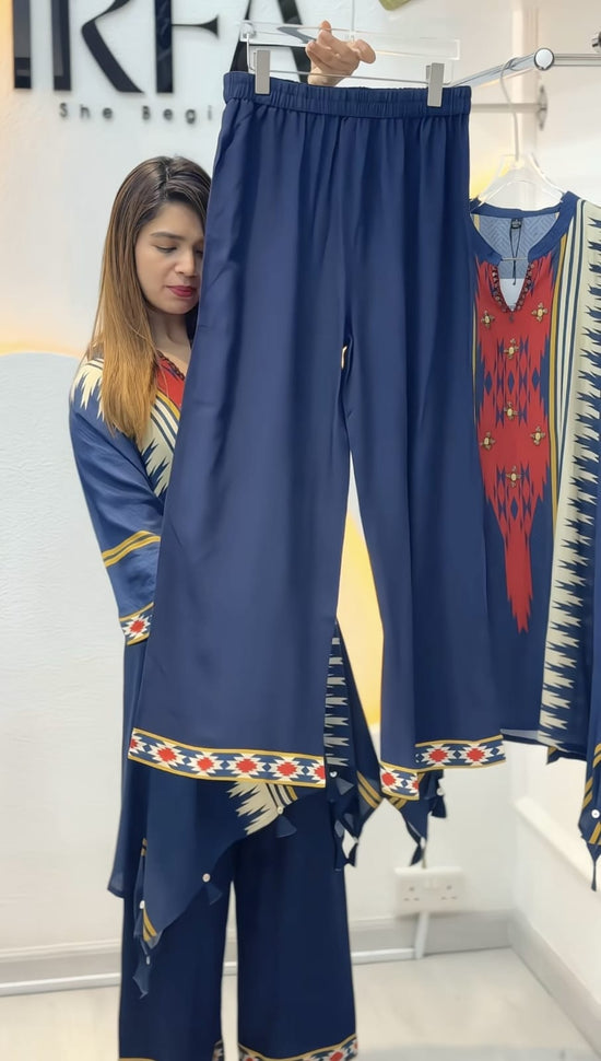 Muslin Cotton Digital Print Hand Work Kurti Pant Set