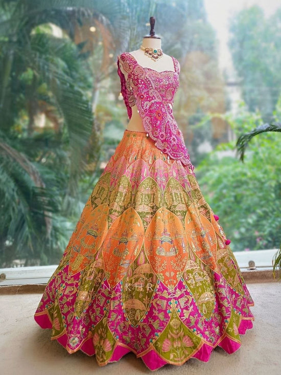 Crepe Digital Printed Designer Lehenga Choli With Shrug