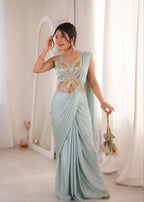 Heavy Crepe Silk Embroidered Sequins Ready-to-Wear Saree