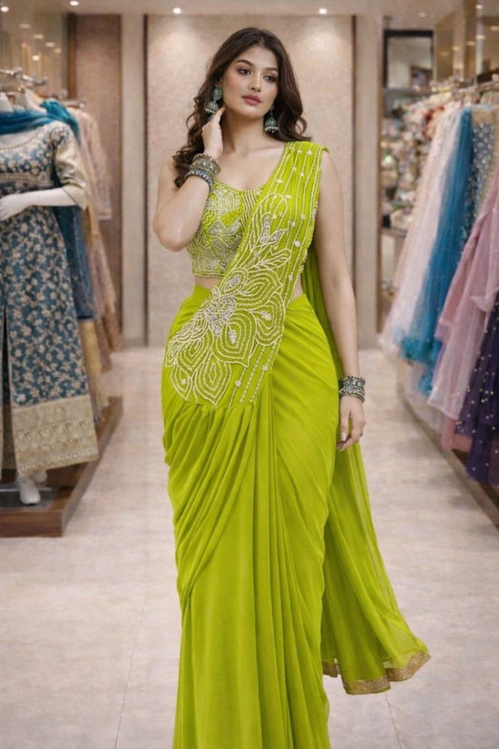 Georgette Embroidery Sequence Ready-to-Wear Saree