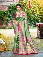 Premium Aadya Silk Printed Saree with Blouse Piece