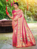 Premium Aadya Silk Printed Saree with Blouse Piece
