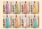Cotton Printed Aari Work Saree with Unstitched Blouse