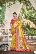 Devyani Kanjivaram Silk Printed Saree with Blouse Piece for Festive & Wedding