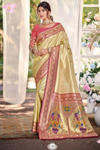 Devyani Kanjivaram Silk Printed Saree with Blouse Piece for Festive & Wedding
