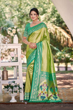 Devyani Kanjivaram Silk Printed Saree with Blouse Piece for Festive & Wedding