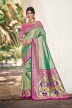 Devyani Kanjivaram Silk Printed Saree with Blouse Piece for Festive & Wedding