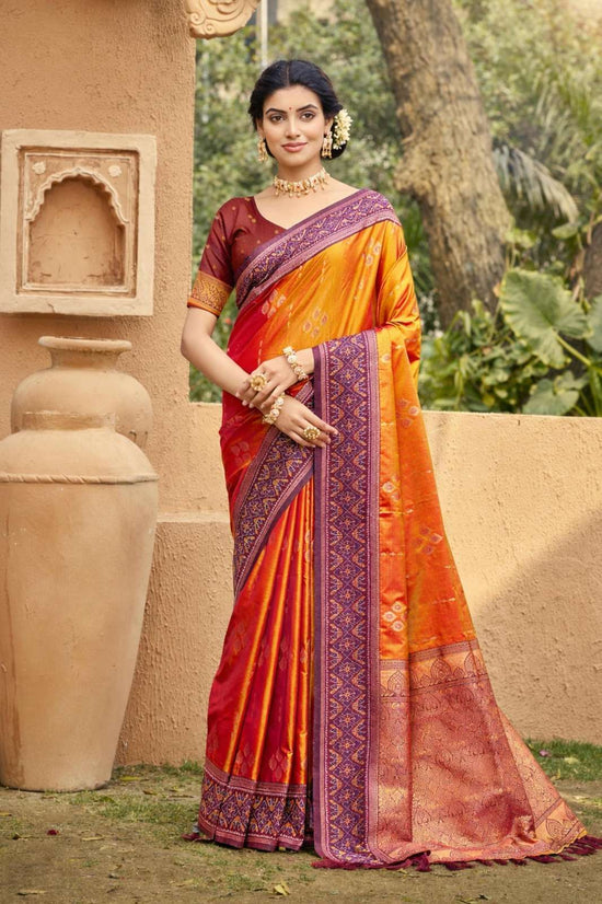 Silk Kalamkari Print Saree with Unstitched Blouse