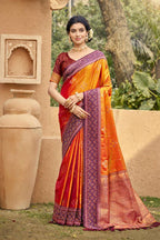 Silk Kalamkari Print Saree with Unstitched Blouse