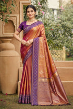 Silk Kalamkari Print Saree with Unstitched Blouse