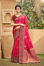 Silk Kalamkari Print Saree with Unstitched Blouse
