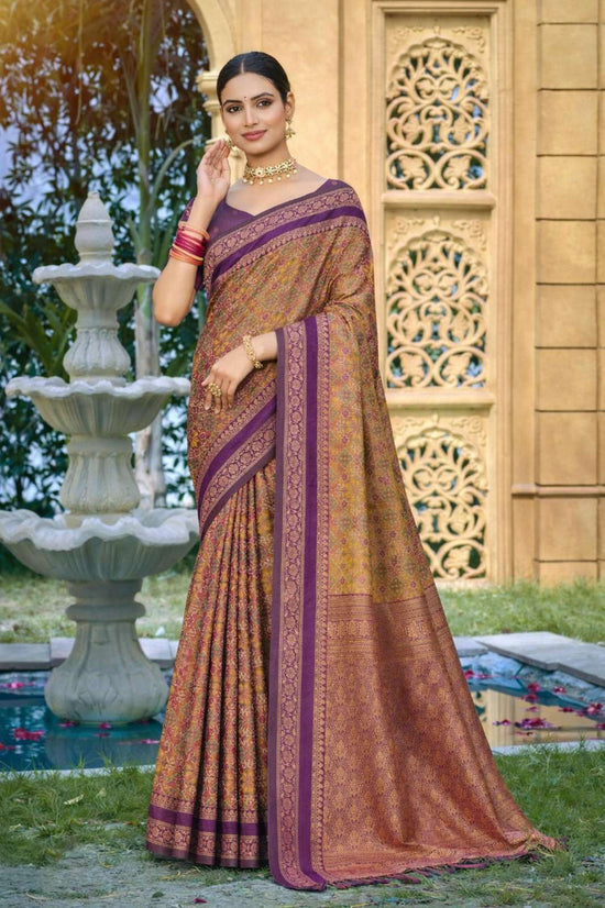 Silk Kantha Print Saree with Unstitched Blouse