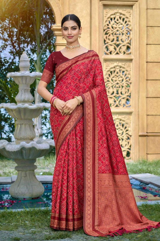 Silk Kantha Print Saree with Unstitched Blouse