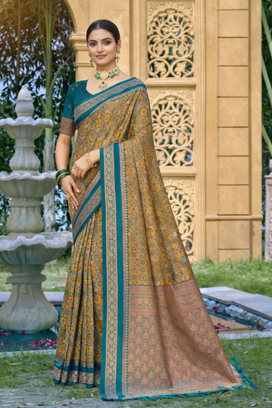 Silk Kantha Print Saree with Unstitched Blouse