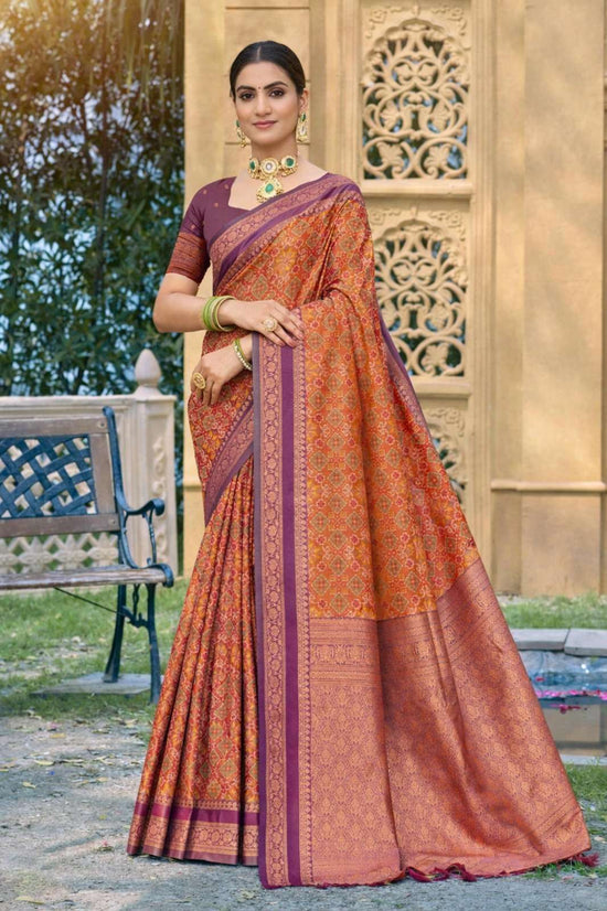 Silk Kantha Print Saree with Unstitched Blouse