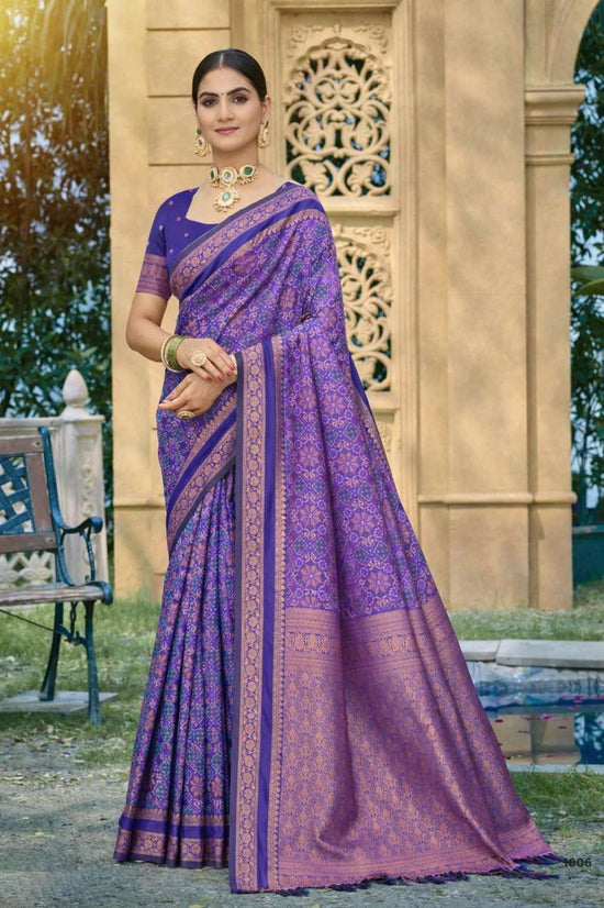 Silk Kantha Print Saree with Unstitched Blouse