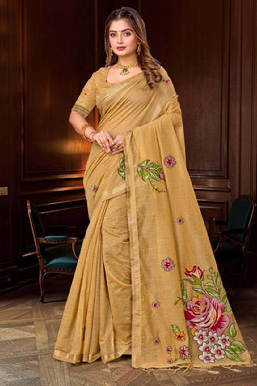 Katha Cotton Printed Saree with Blouse Piece
