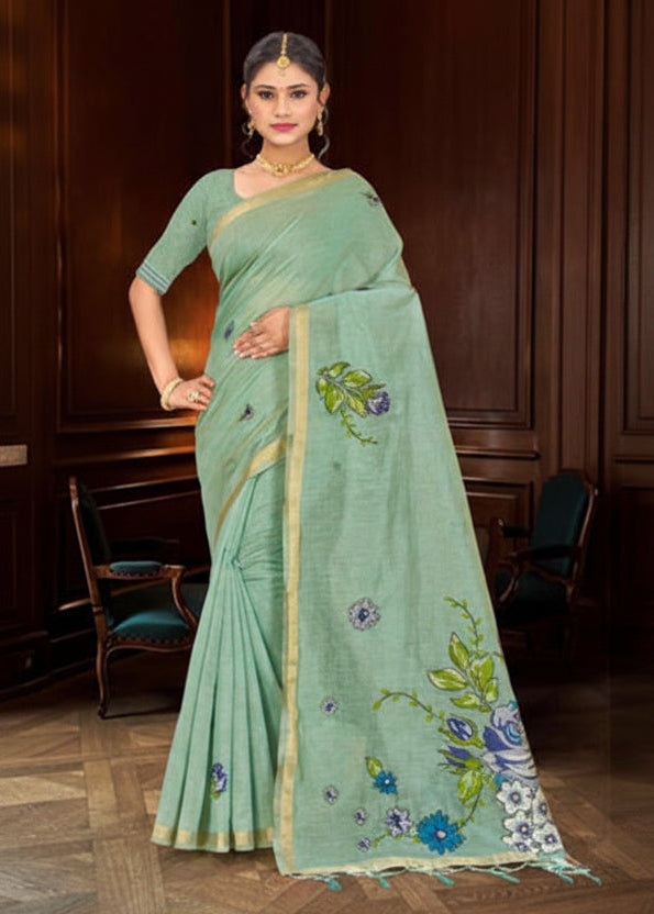 Katha Cotton Printed Saree with Blouse Piece