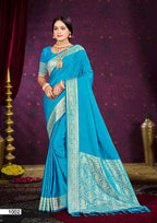 Silk Printed Traditional Saree with Unstitched Blouse
