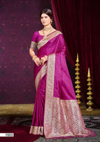 Silk Printed Traditional Saree with Unstitched Blouse