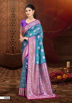 Silk Printed Festive Saree with Unstitched Blouse