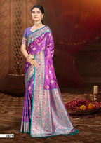 Silk Printed Festive Saree with Unstitched Blouse