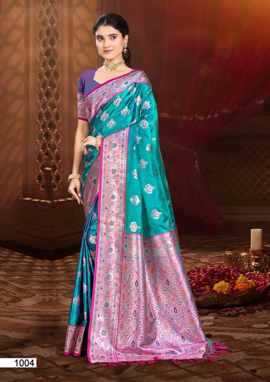 Silk Printed Festive Saree with Unstitched Blouse