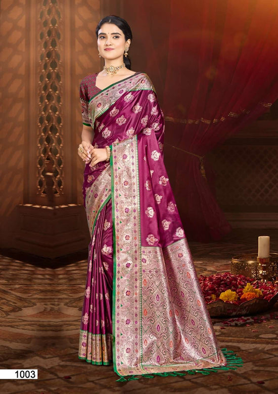 Silk Printed Festive Saree with Unstitched Blouse