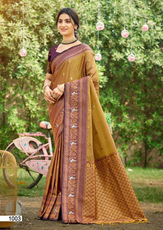 Silk Printed Festive Saree with Unstitched Blouse