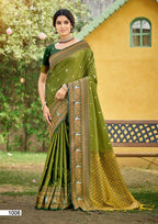 Silk Printed Festive Saree with Unstitched Blouse