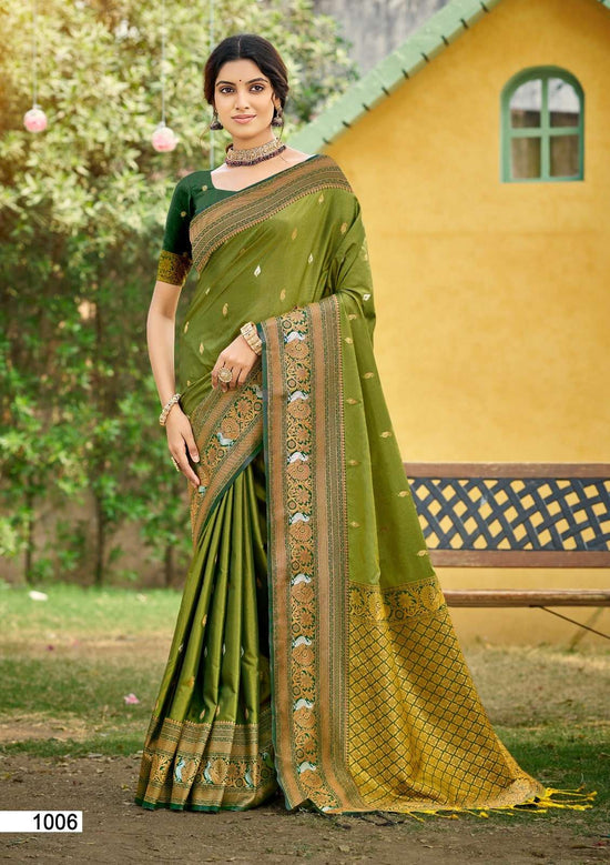 Silk Printed Festive Saree with Unstitched Blouse