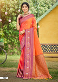 Silk Printed Festive Saree with Unstitched Blouse