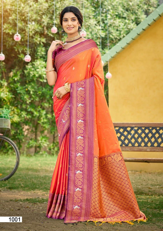 Silk Printed Festive Saree with Unstitched Blouse
