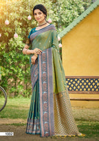Silk Printed Festive Saree with Unstitched Blouse