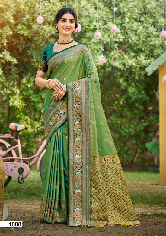 Silk Printed Festive Saree with Unstitched Blouse
