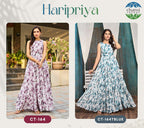 Georgette Printed Sleeveless Ethnic Gown