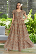 Poly Cotton Printed Ethnic Gown