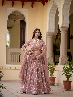 Faux Georgette Embroidered Lehenga Choli