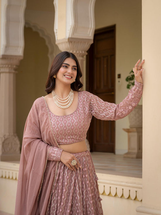 Faux Georgette Embroidered Lehenga Choli