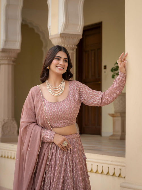 Faux Georgette Embroidered Lehenga Choli