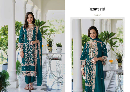 Pure Organza Embroidered Salwar Suit Set with Silk Bottom & Organza Dupatta
