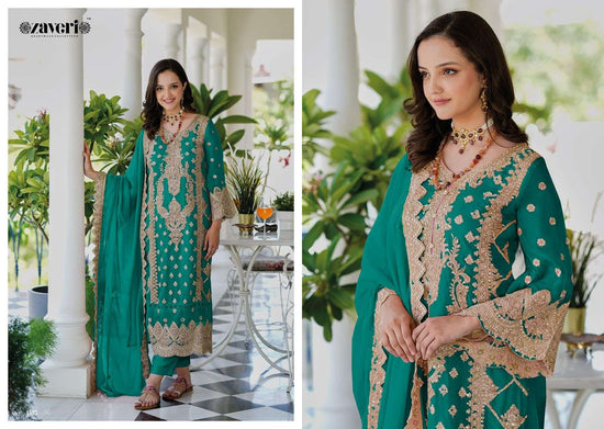 Pure Organza Embroidered Salwar Suit Set with Silk Bottom & Organza Dupatta