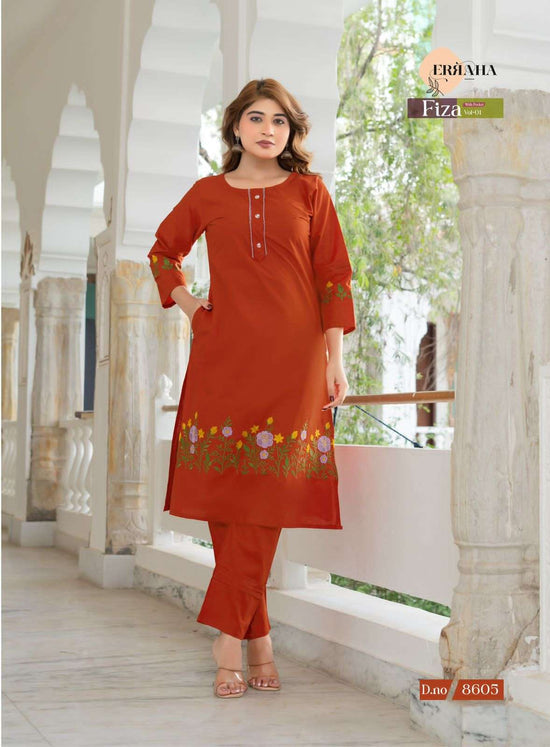 Cotton Embroidered Co-Ord Set with Pocket