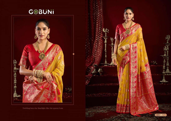 Silk Banarasi Jacquard Woven Saree with Embroidered Unstitched Blouse