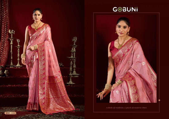 Silk Banarasi Jacquard Woven Saree with Embroidered Unstitched Blouse