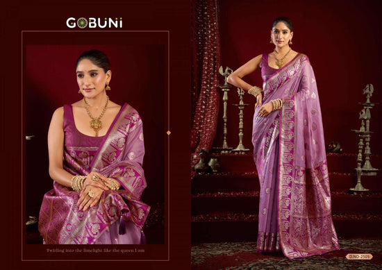 Silk Banarasi Jacquard Woven Saree with Embroidered Unstitched Blouse