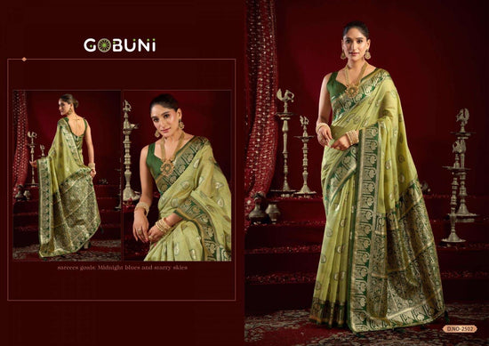 Silk Banarasi Jacquard Woven Saree with Embroidered Unstitched Blouse