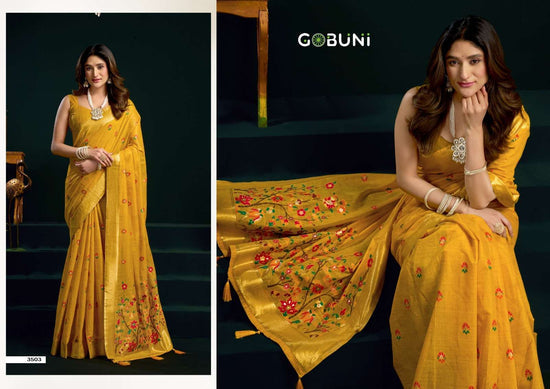 Cotton Mina Work Saree with Unstitched Blouse