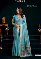 Cotton Mina Work Saree with Unstitched Blouse