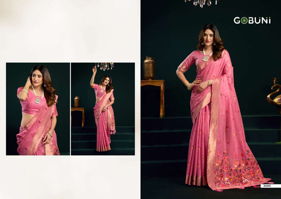 Cotton Mina Work Saree with Unstitched Blouse
